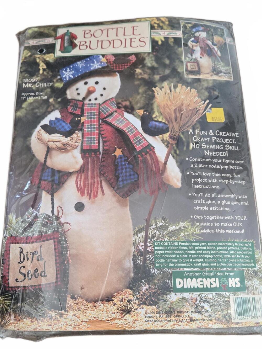 Dimensions MR. CHILLY 18097 Bottle Buddies Felt Craft Kit / 17" tall / No sewing